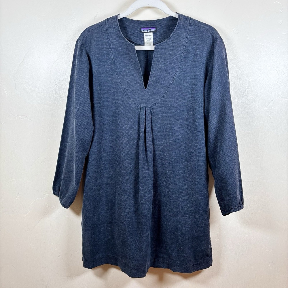 Patagonia Hempress Top‎ Wash Out Blue Long Sleeve Lagenlook Layer Tunic Sz 8
